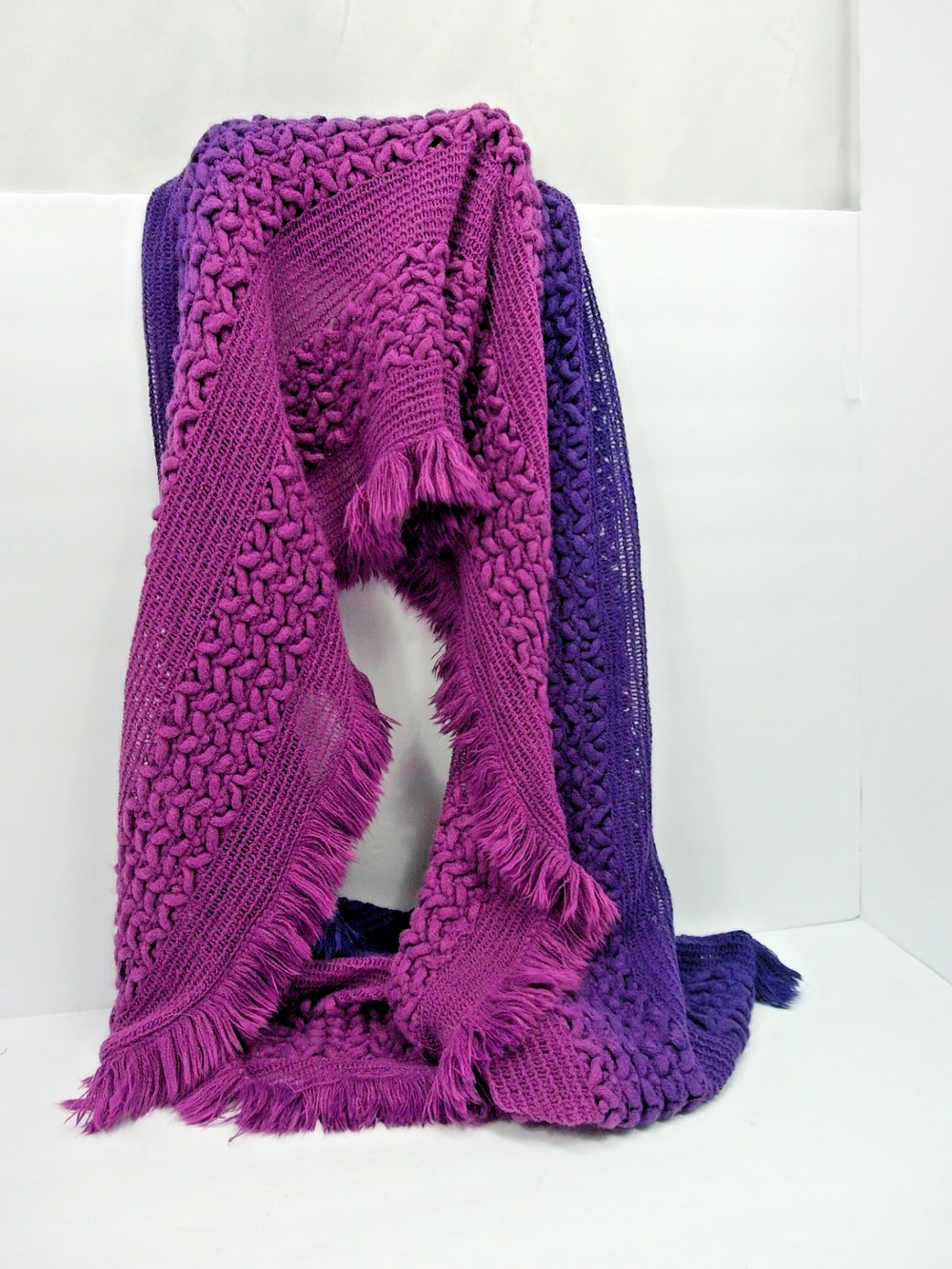 Knit Infinity Scarf Multicolor Ombre Grape/Raspberry Whimsigoth BOHO-Chic Soft